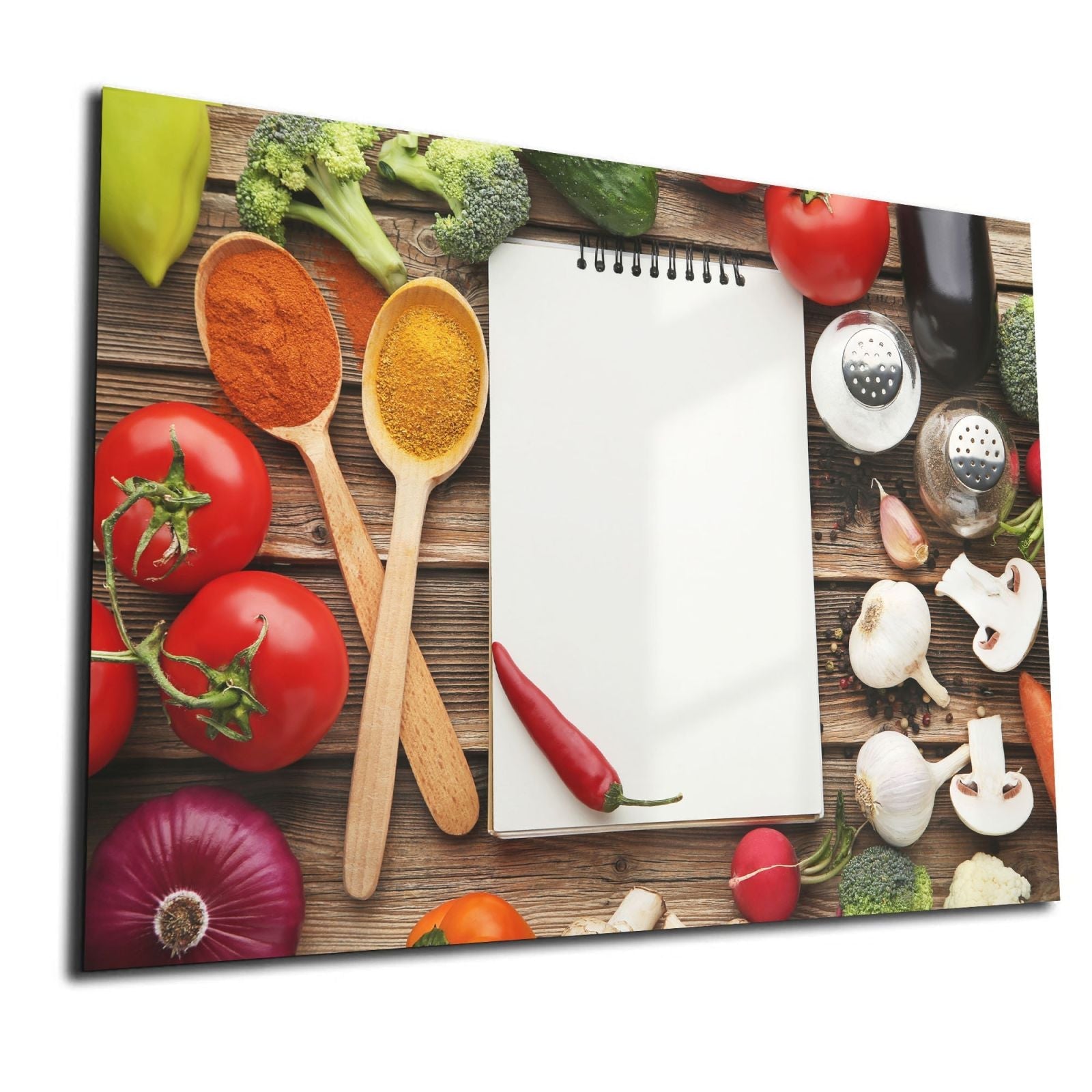 Mydesignglas Glas Whiteboard - Zutaten Notizbuch – magnetisch, kratzfest & rahmenlos