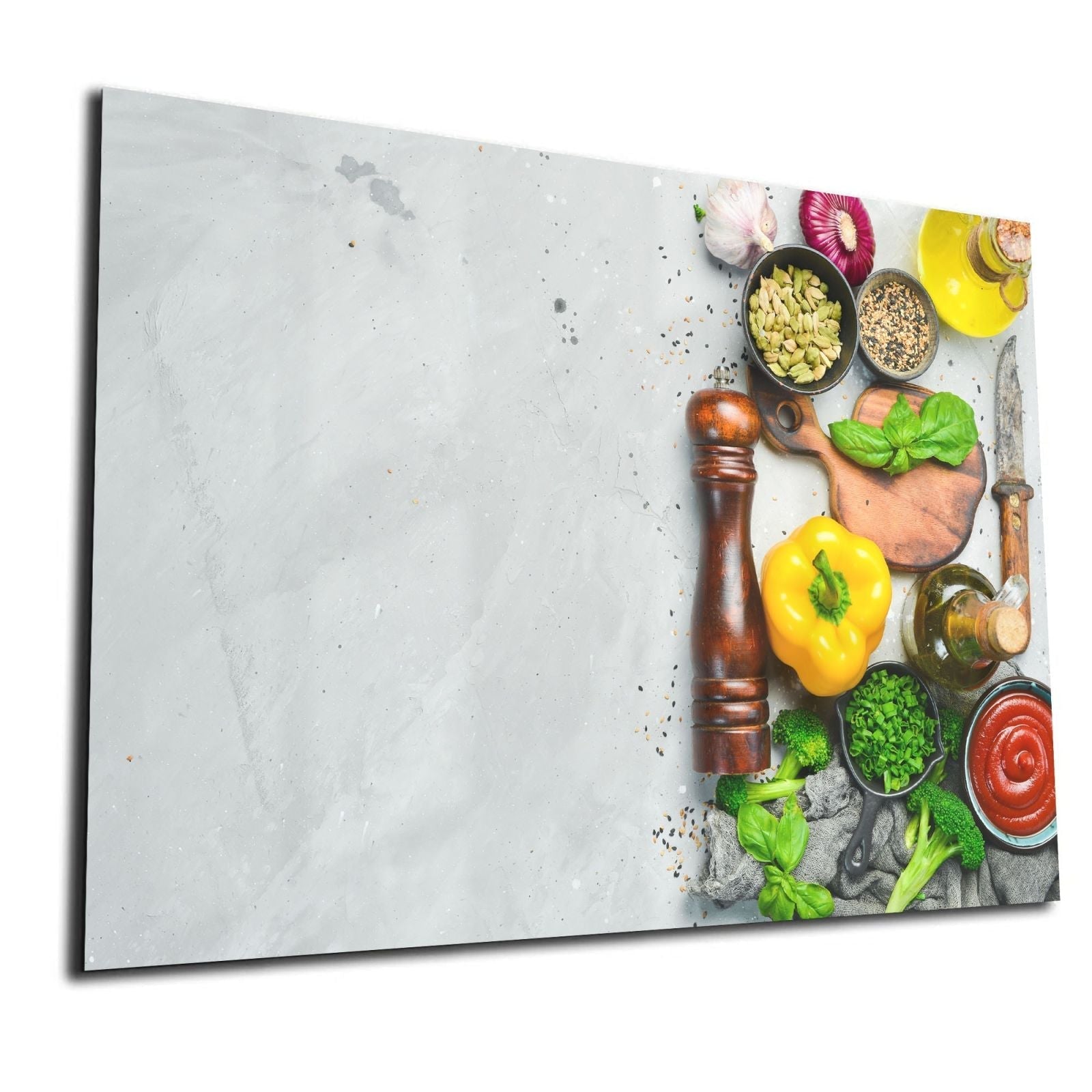 Glas-Whiteboard magnettafel-zutaten-auf-steintisch - magnetisch & kratzfest