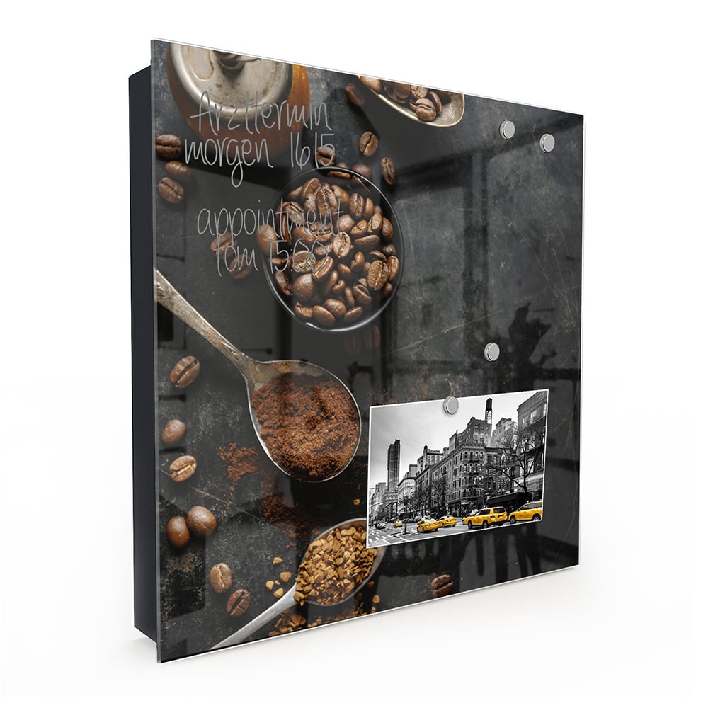 Schlüsselkast Kaffeebohnen und gemahlener Kaffee