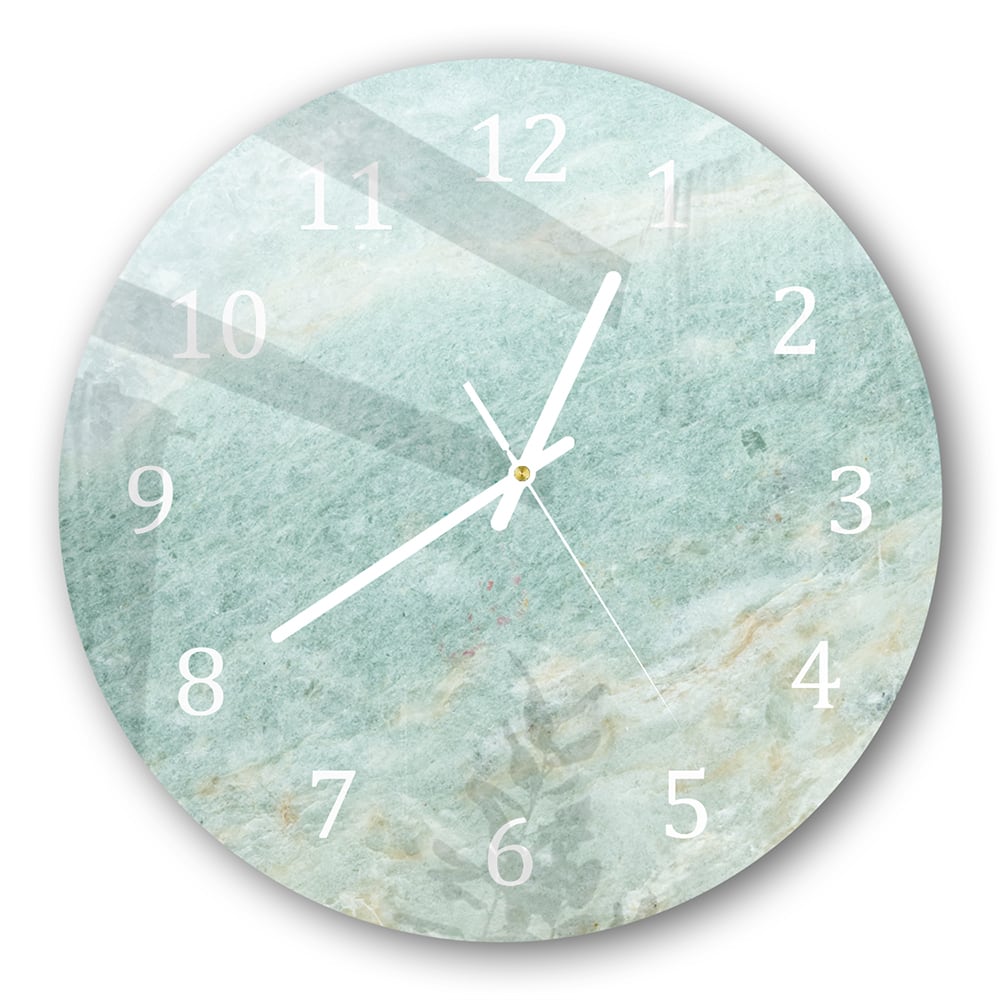 Wanduhr Rund - Hellgrüner Marmor
