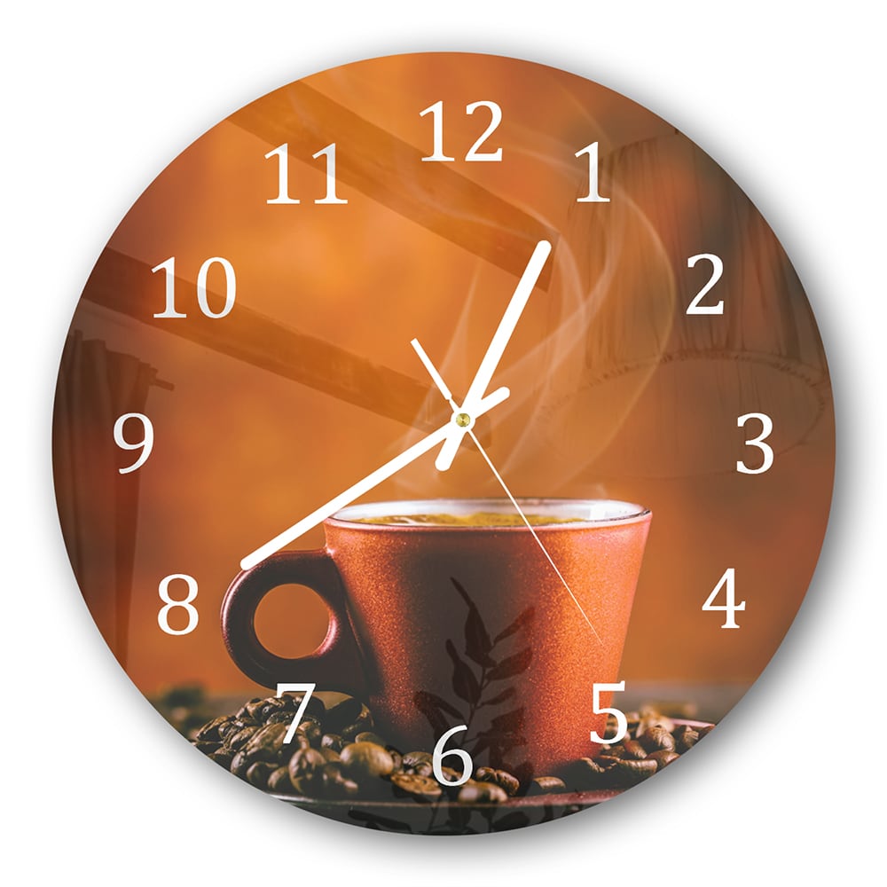 Wanduhr Rund - Kaffee-Aroma