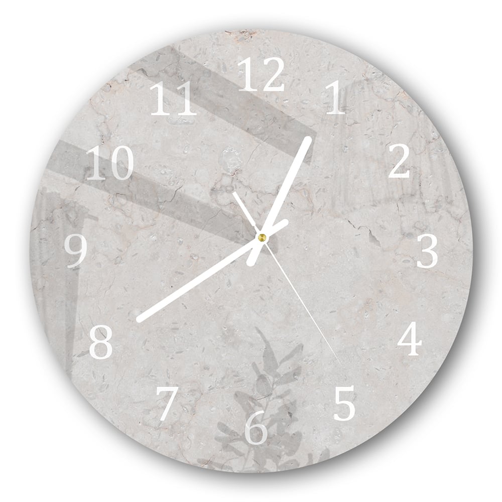 Wanduhr Rund - Klassischer beiger Marmor