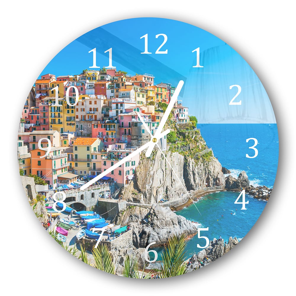 Wanduhr Rund - Bunte Cinque Terre an der Küste