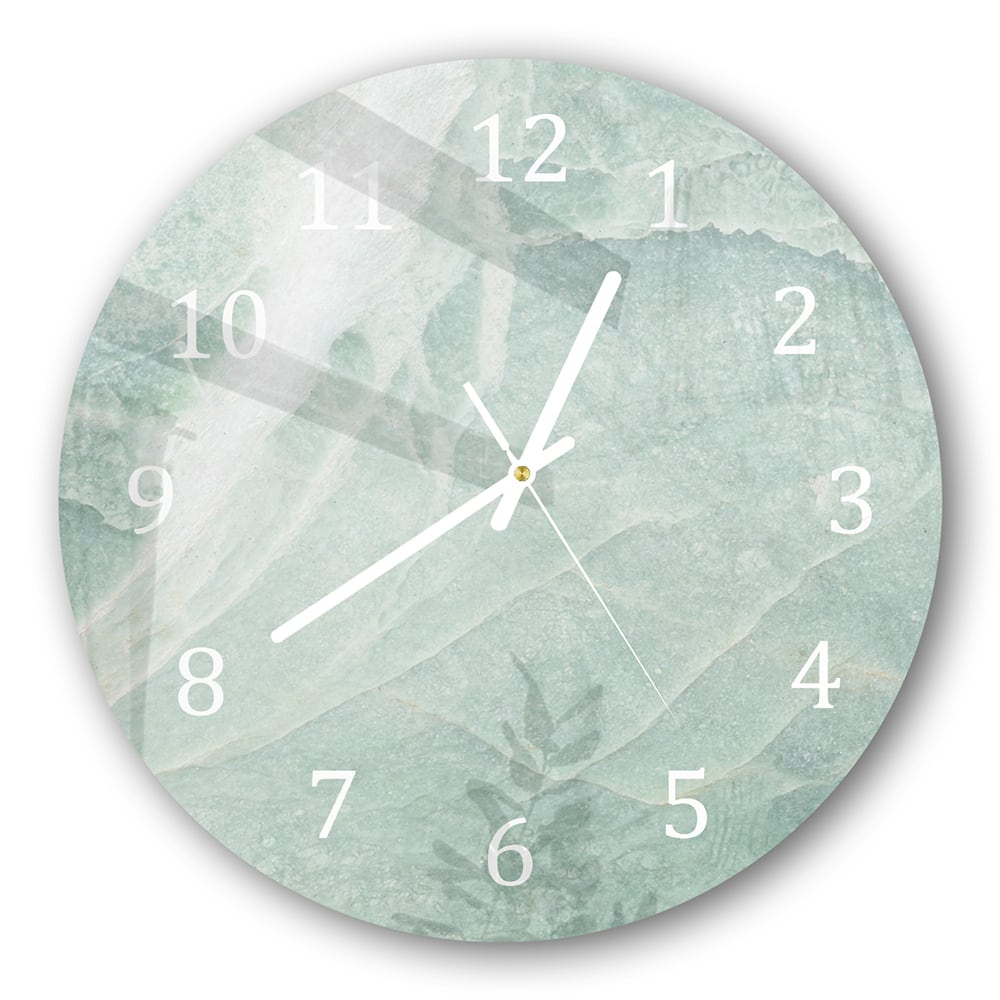 Wanduhr Rund - Hellblauer Marmor