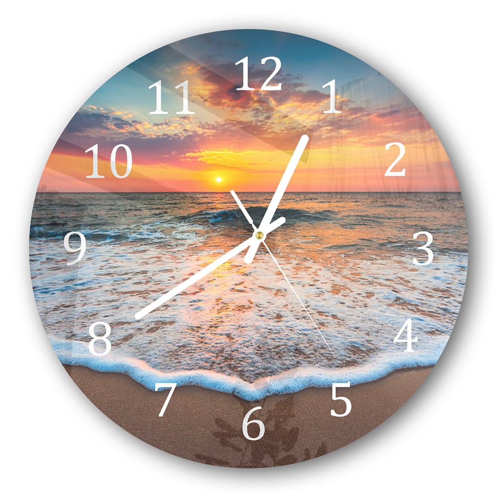 Wanduhr Rund - Sonnenaufgang am Meer