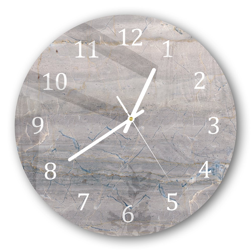 Wanduhr Rund - Grauer Marmor
