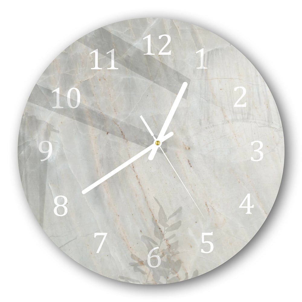 Wanduhr Rund - Hellgrauer Marmor