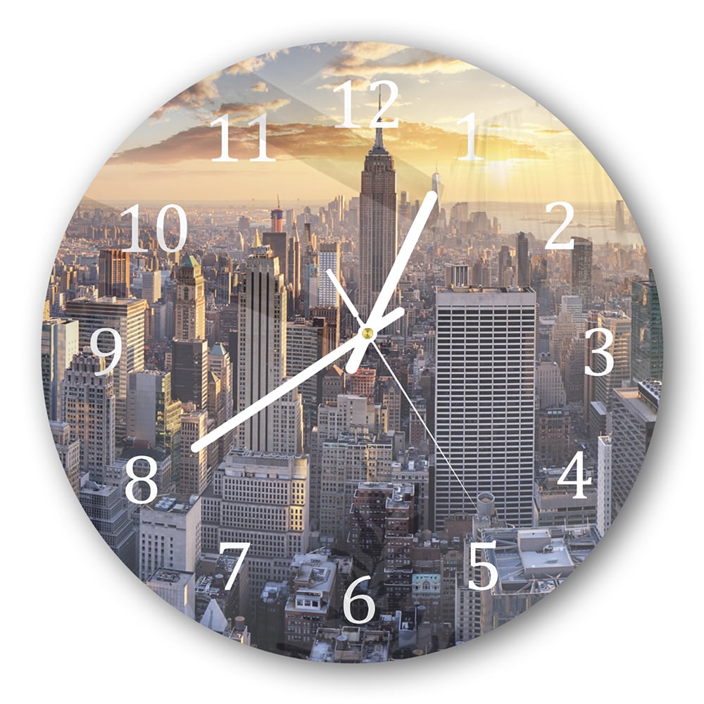 Wanduhr Rund - Sonnenuntergang über New York City