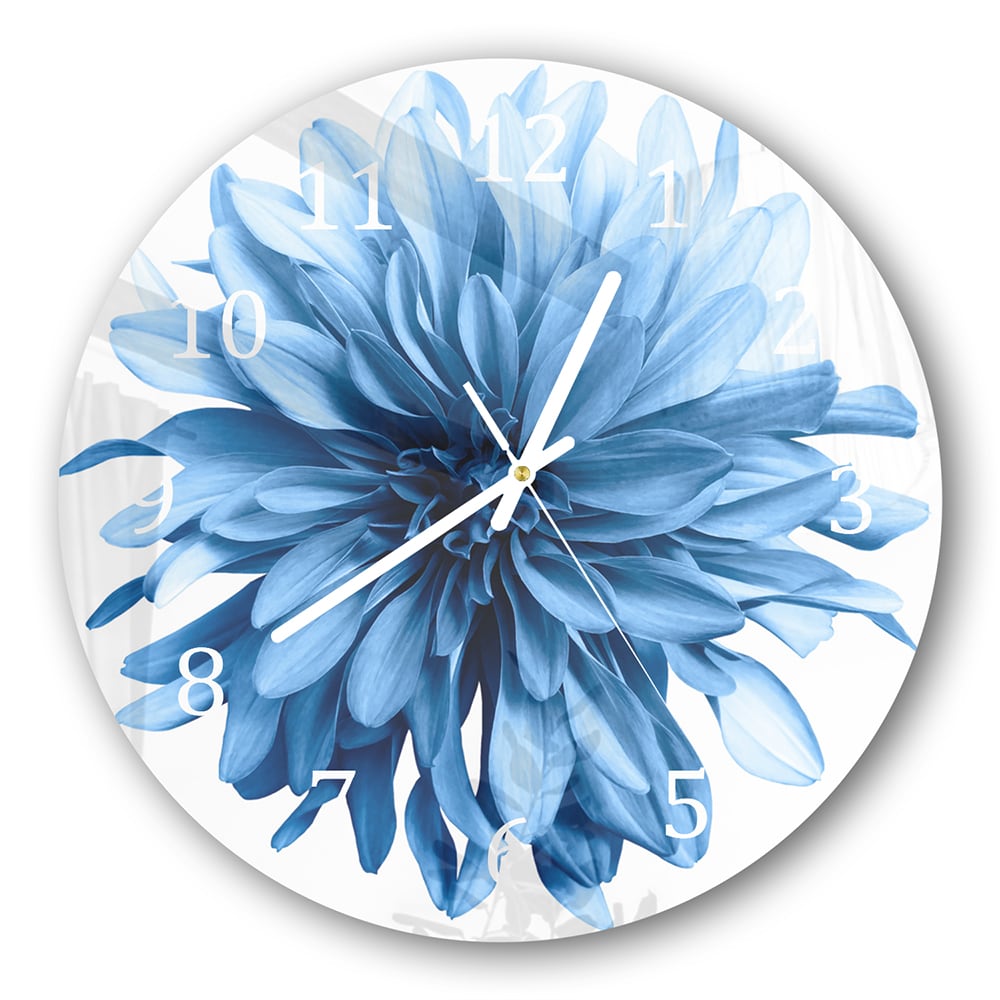 Wanduhr Rund - Hellblaue Dahlie