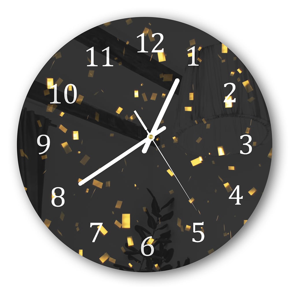 Wanduhr Rund - Goldenes Konfetti