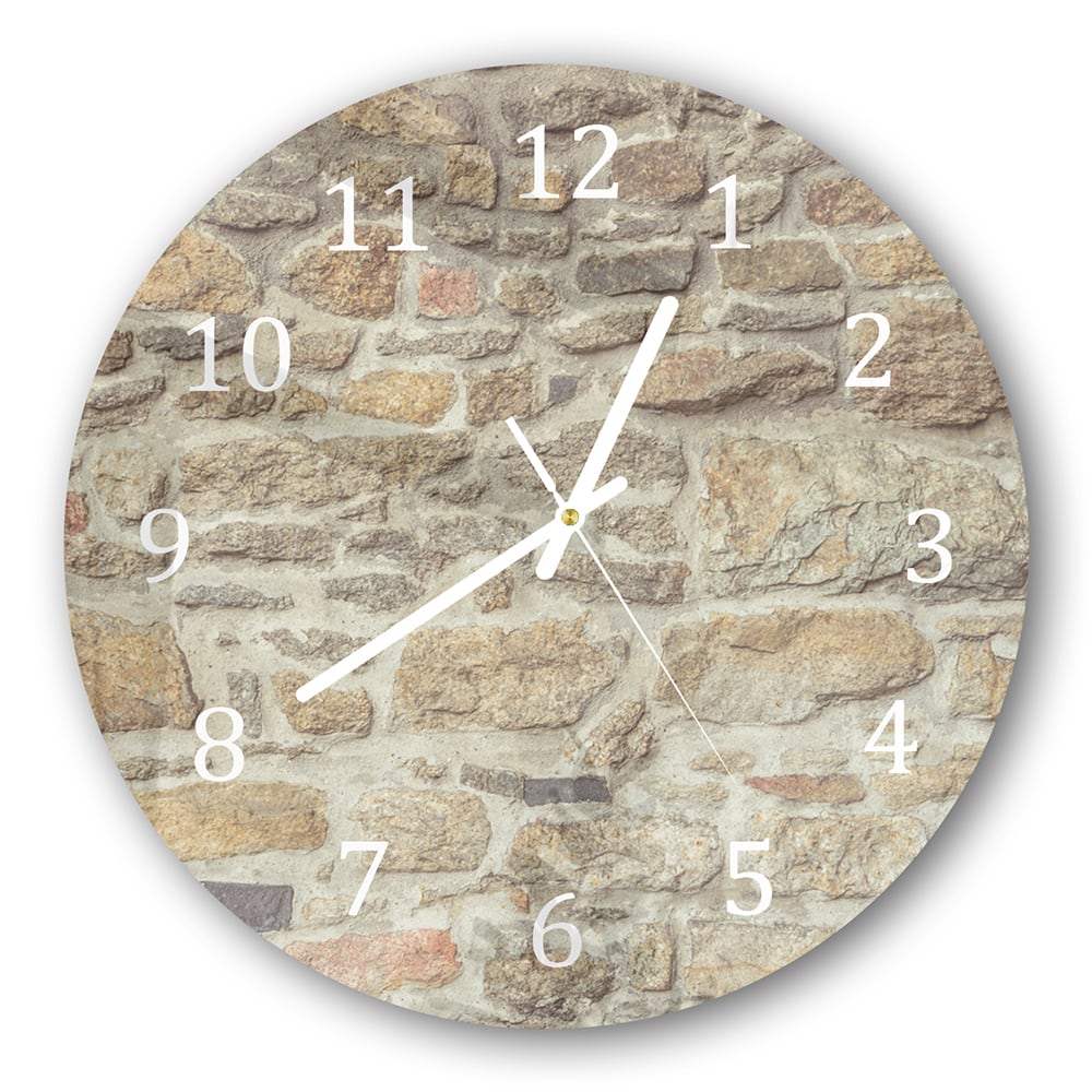 Wanduhr Rund - Granit-Steinmauer