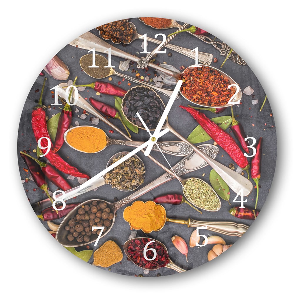 Wanduhr Rund - Gewürzmischung auf Stein
