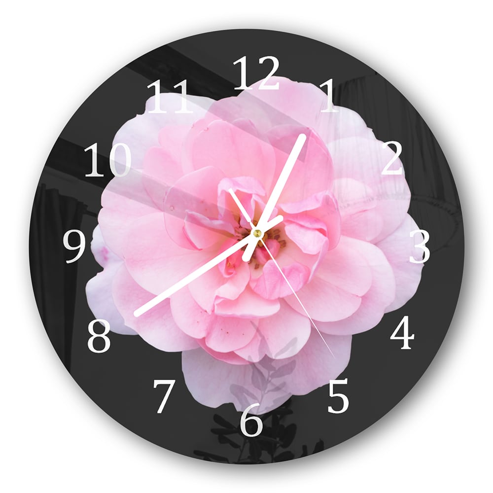 Wanduhr Rund - Hellrosa Floribunda