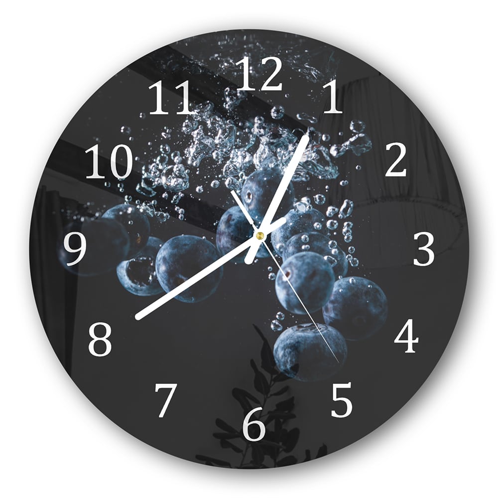 Wanduhr Rund - Heidelbeeren im Wasser