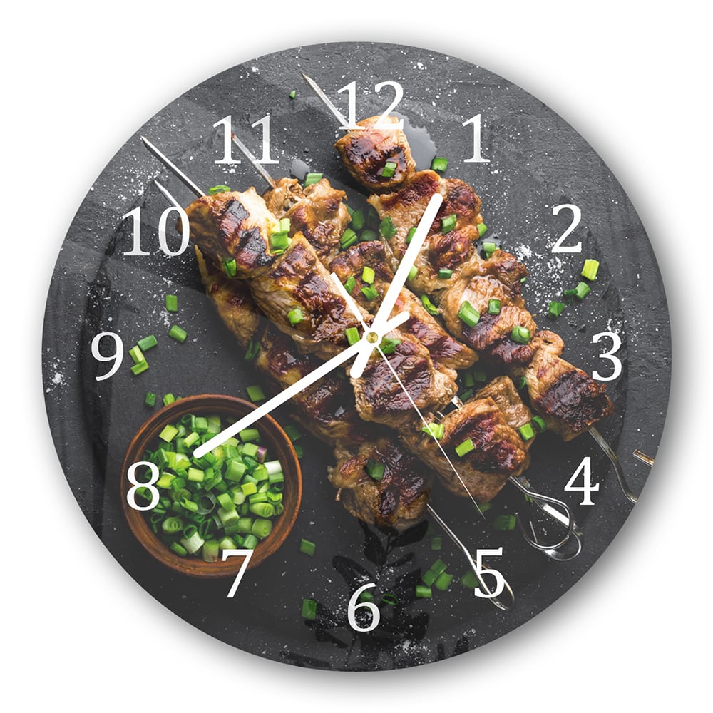 Wanduhr Rund - Kebab auf Spießen