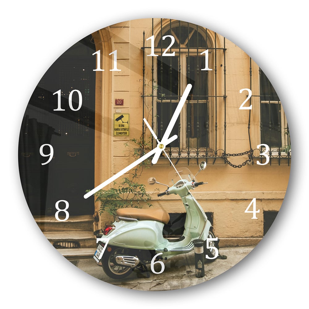 Wanduhr Rund - Grüne Vespa
