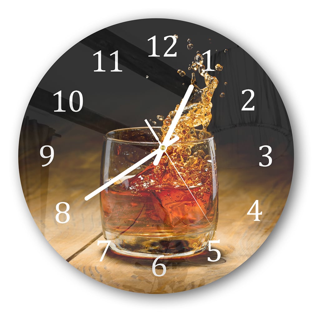 Wanduhr Rund - Whisky-Splash