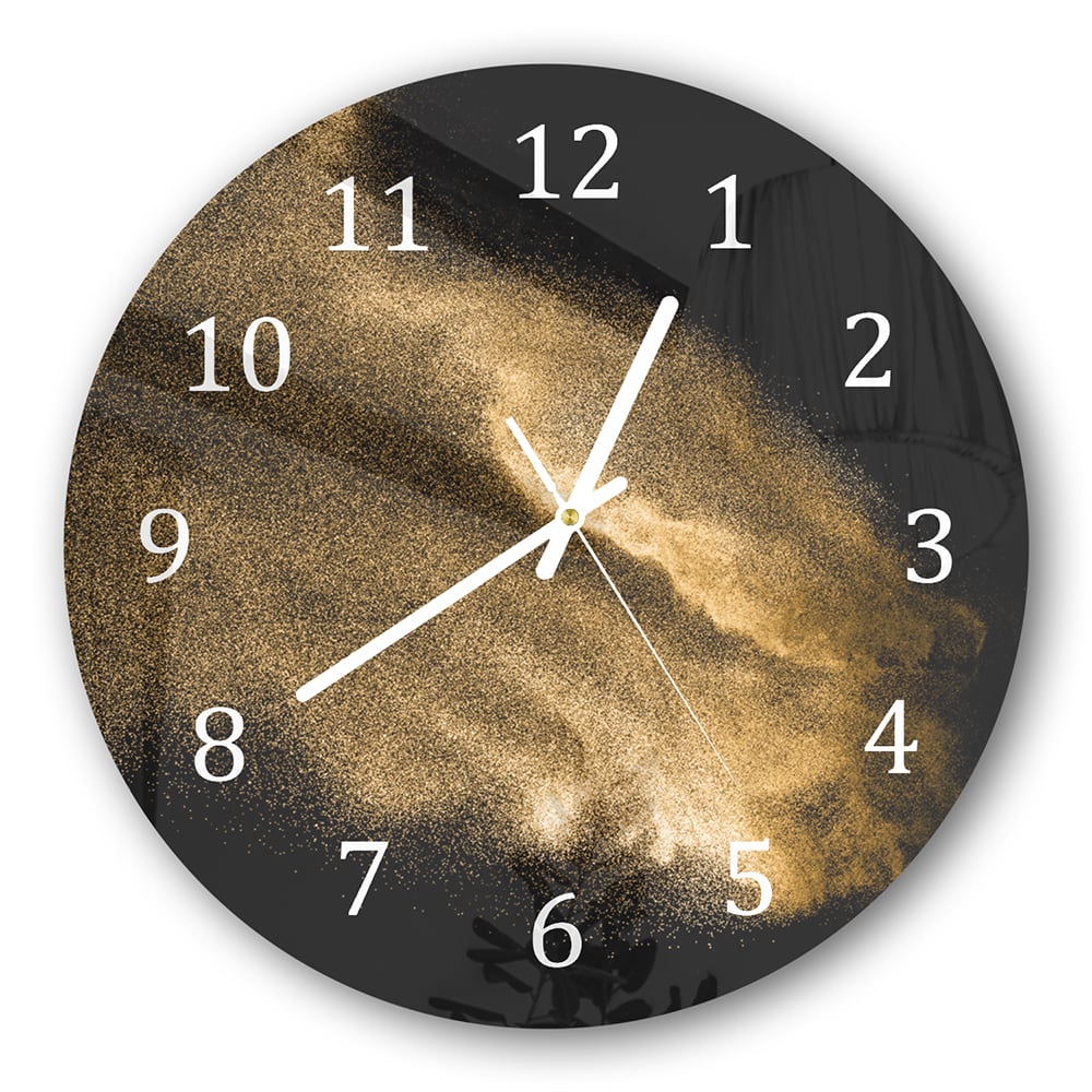 Wanduhr Rund - Goldene Sandexplosion