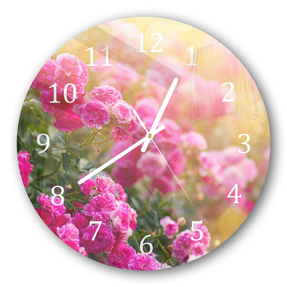 Wanduhr Rund - Rosen in der Morgensonne