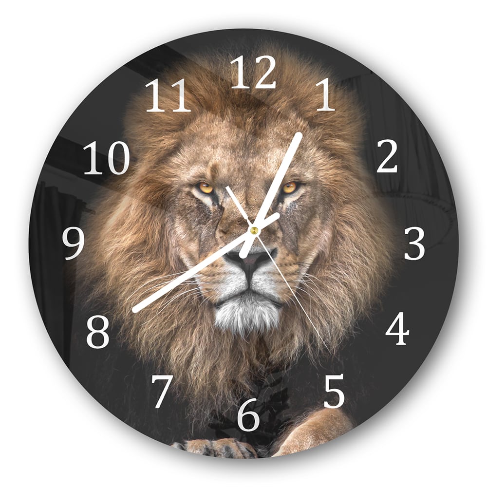 Wanduhr Rund - Löwe im Dunkeln