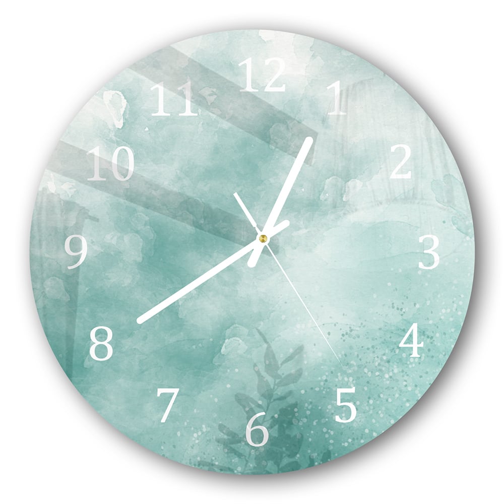 Wanduhr Rund - Grüne Aquarellfarbe
