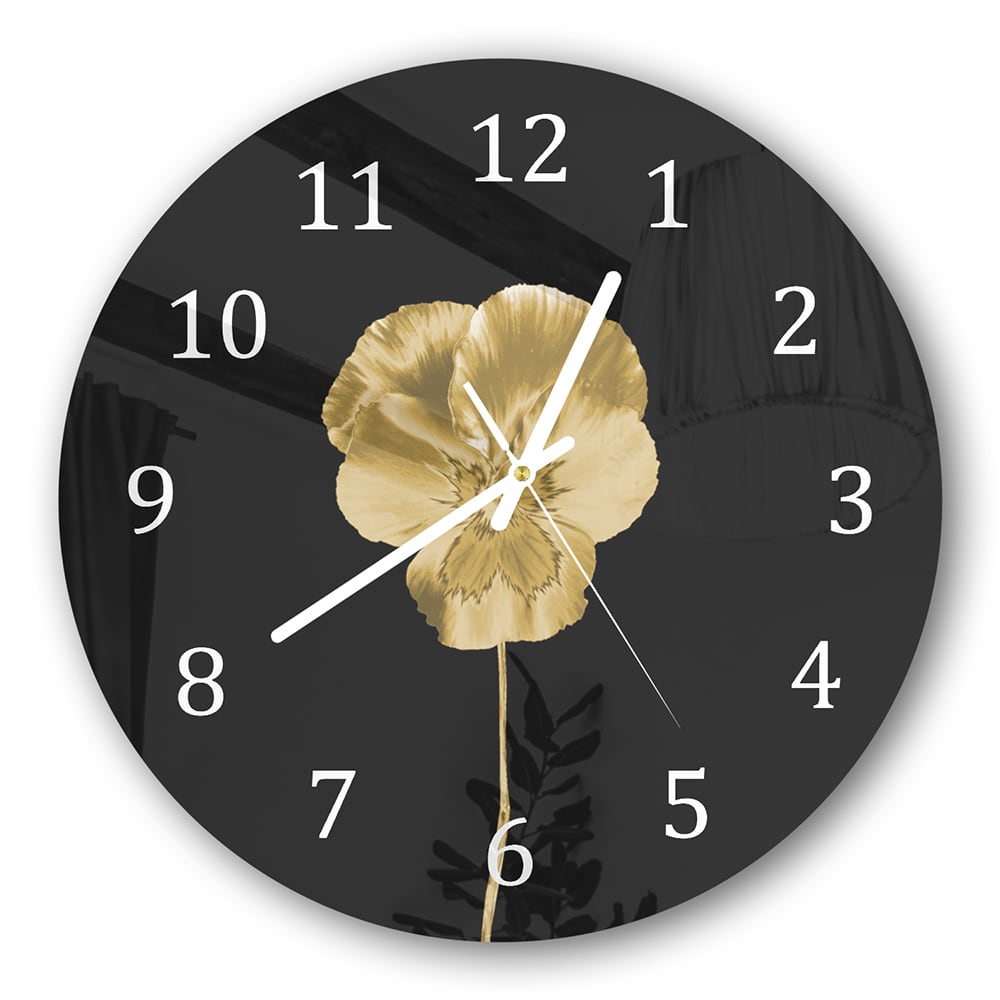 Wanduhr Rund - Goldenes Veilchen