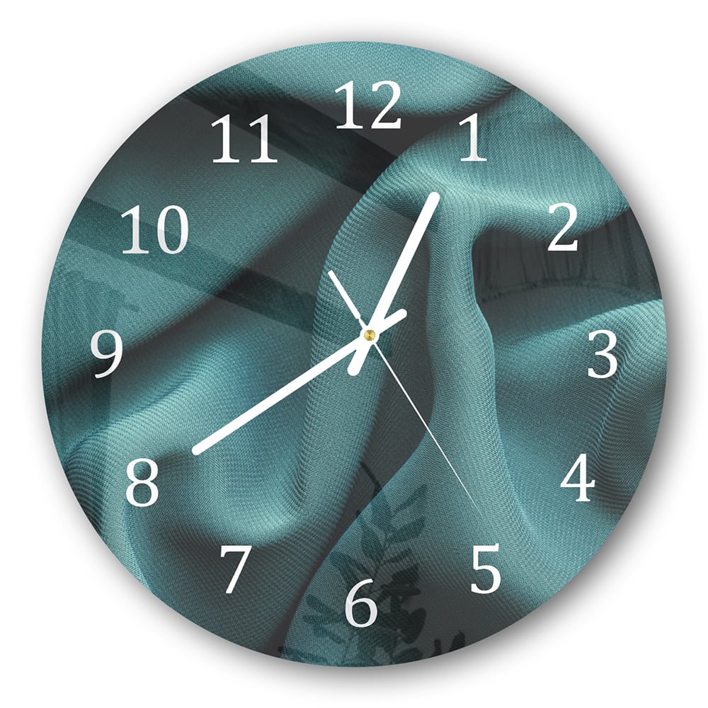 Wanduhr Rund - Grüne Stofftextur
