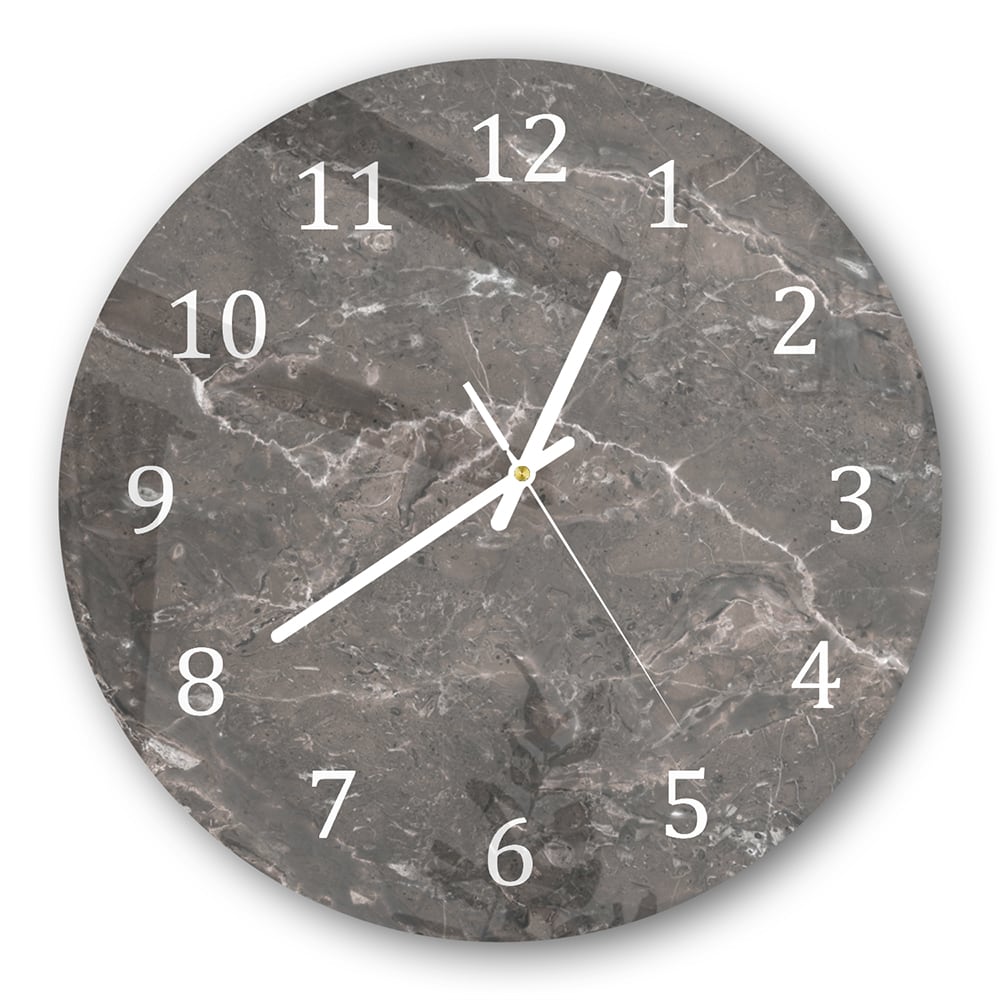Wanduhr Rund - Graubrauner Marmor