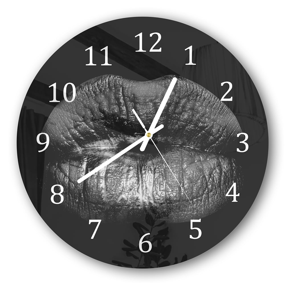 Wanduhr Rund - Schwarze Lippen