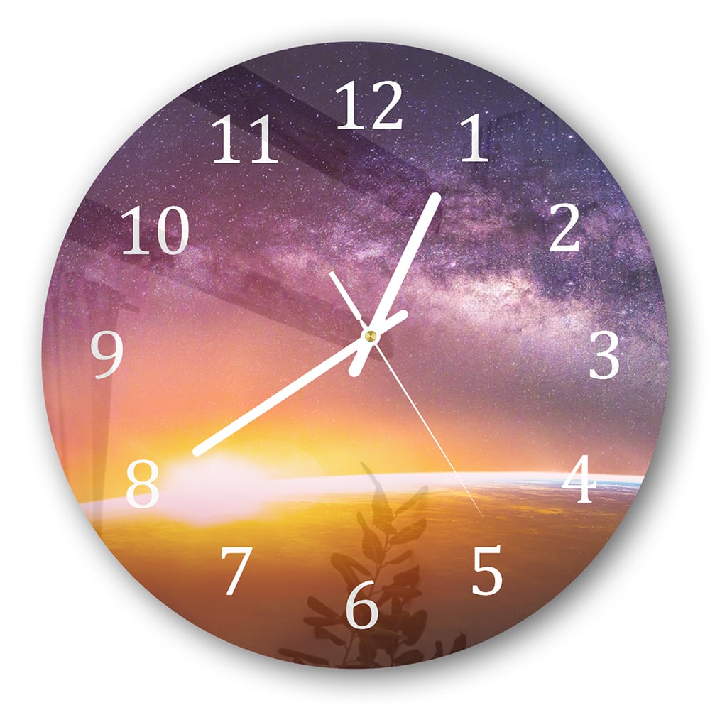 Wanduhr Rund - Landschaft mit Milchstraße