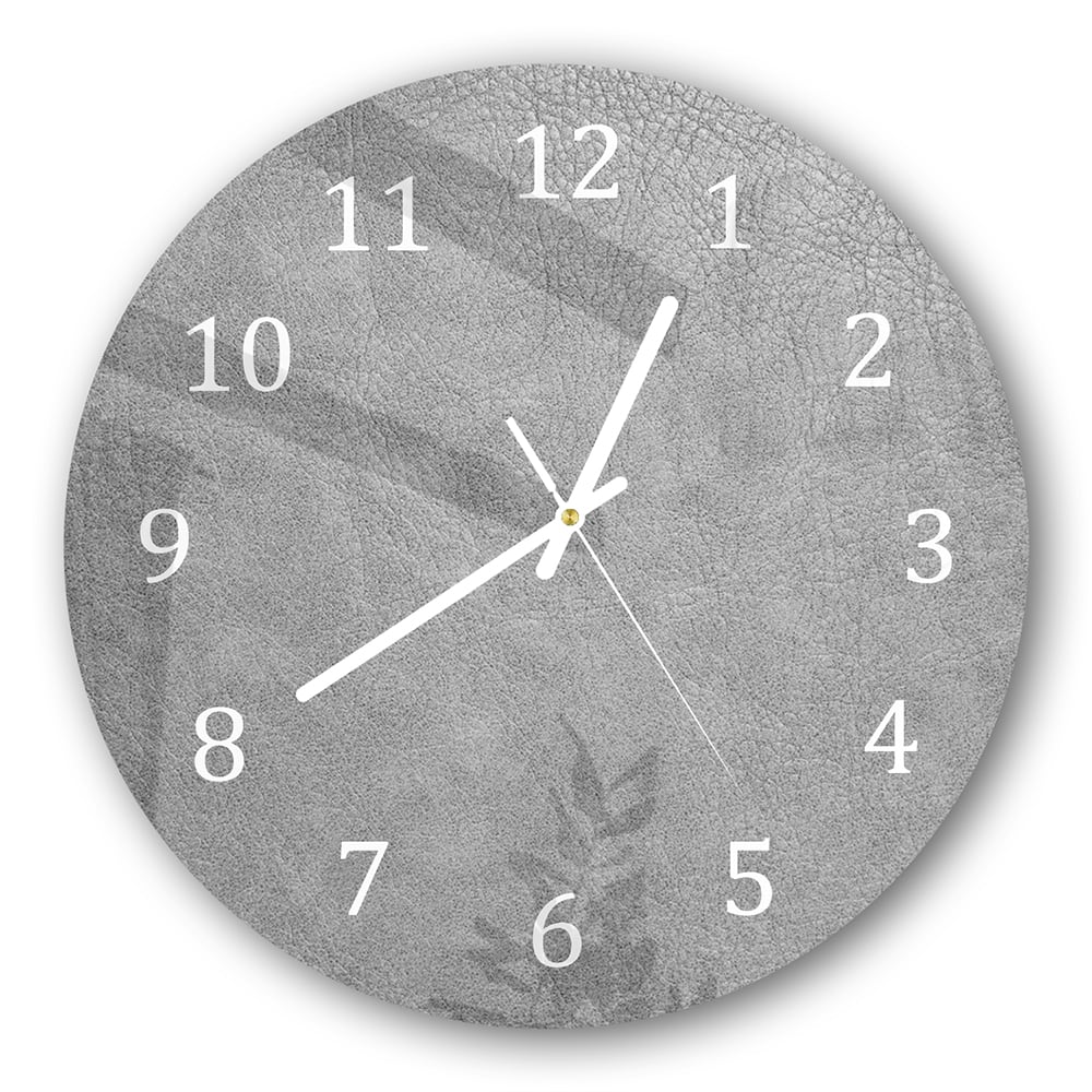 Wanduhr Rund - Graues Leder