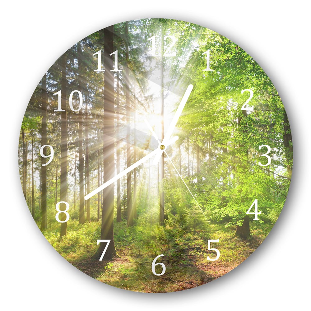 Wanduhr Rund - Sonnenlicht im Wald