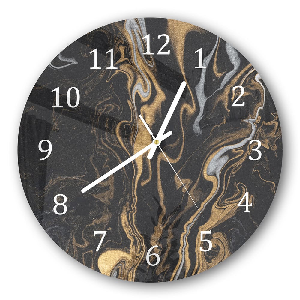 Wanduhr Rund - Marmorierte Tintentextur