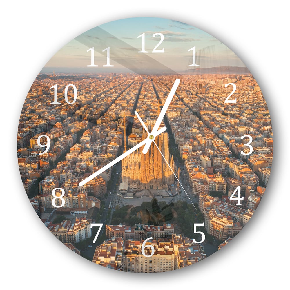 Wanduhr Rund - Luftaufnahme der Sagrada Familia