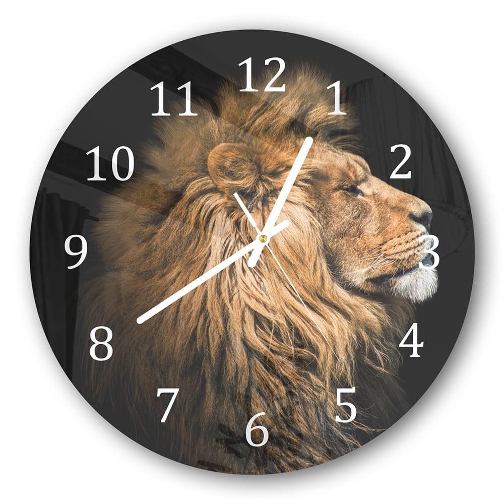Wanduhr Rund - Löwe von der Seite