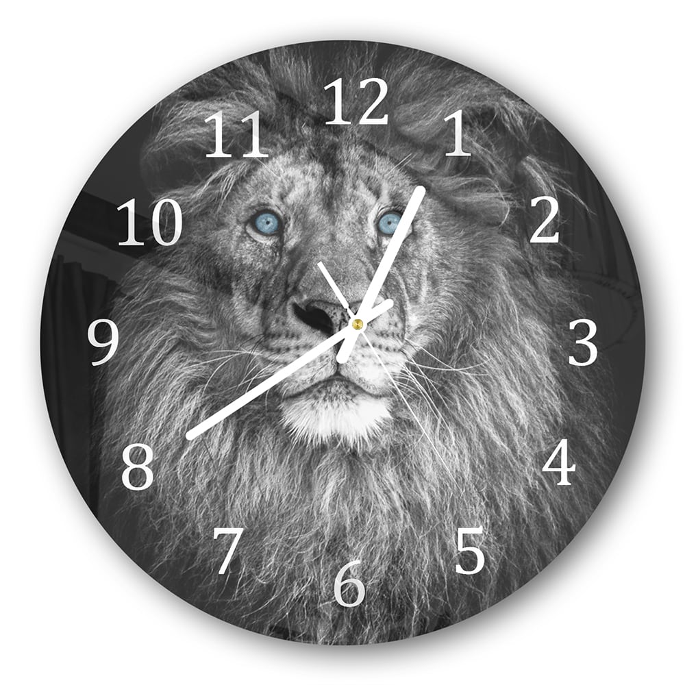 Wanduhr Rund - Löwe mit blauen Augen