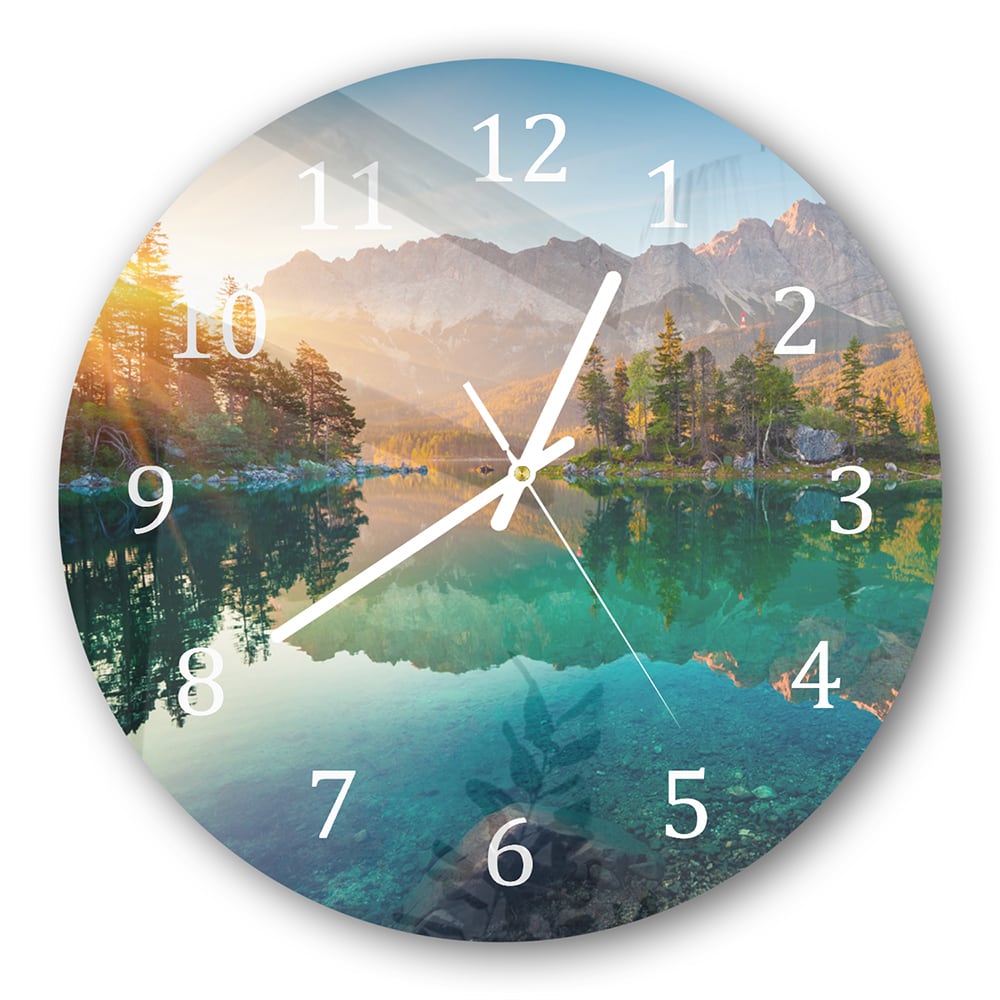 Wanduhr Rund - Sonnenaufgang am Eibsee