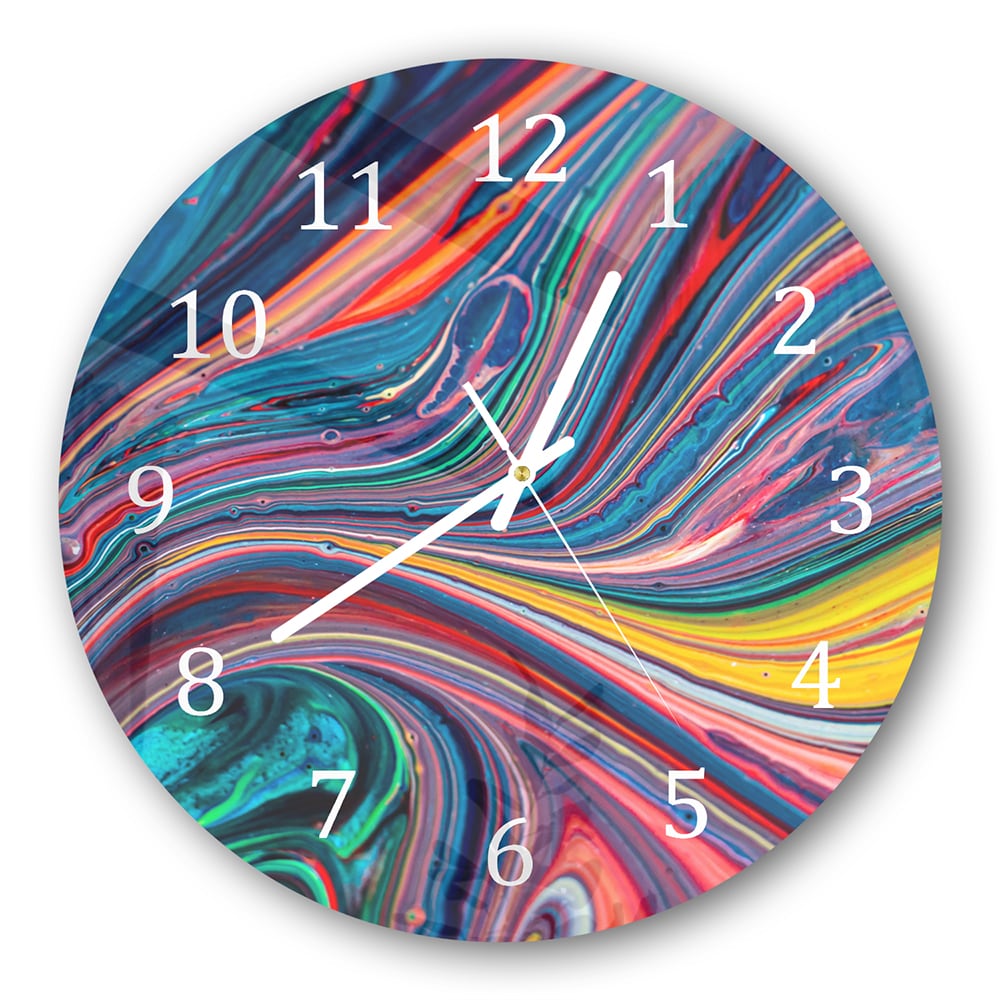 Wanduhr Rund - Bunte Acrylfarbe