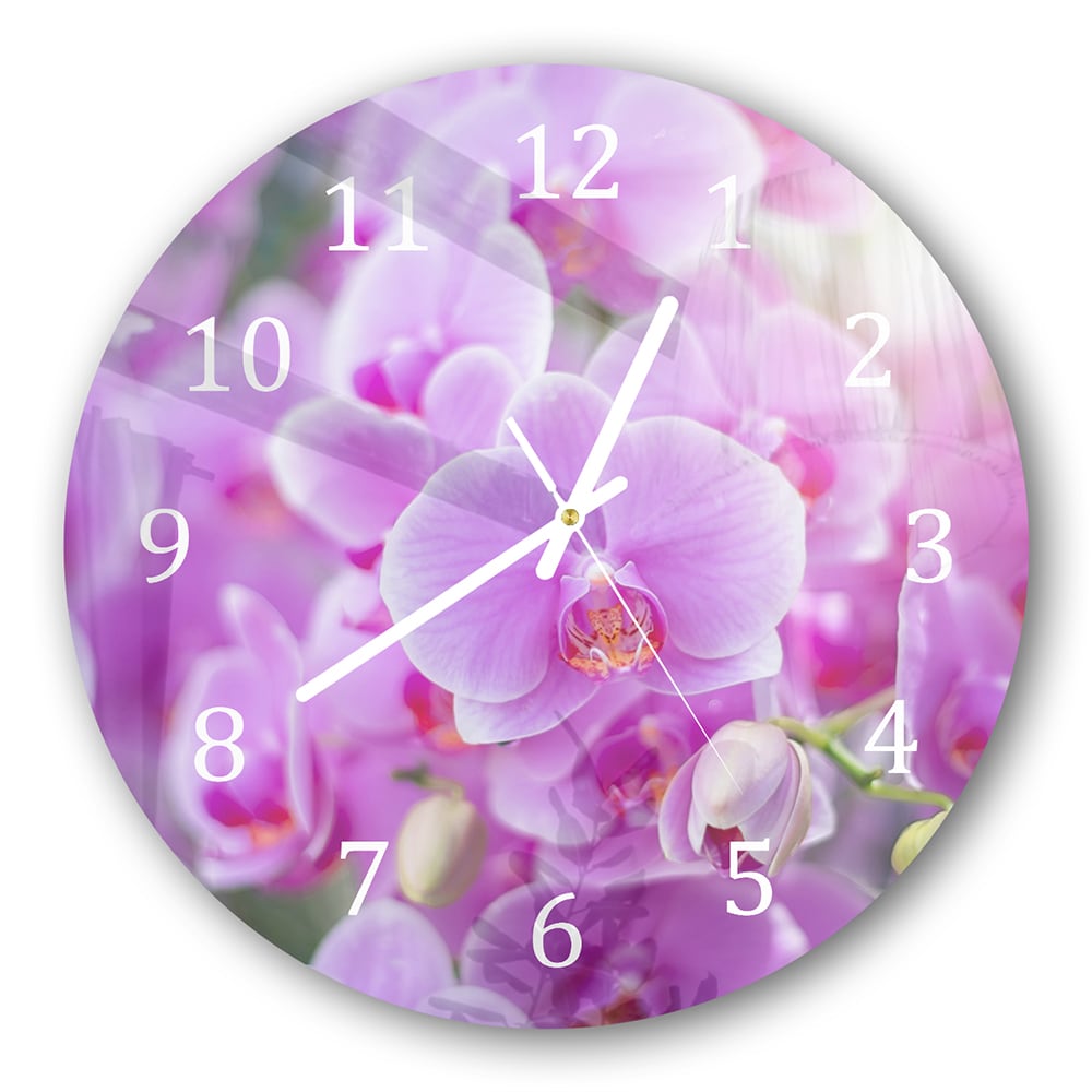 Wanduhr Rund - Strahlende Orchideen