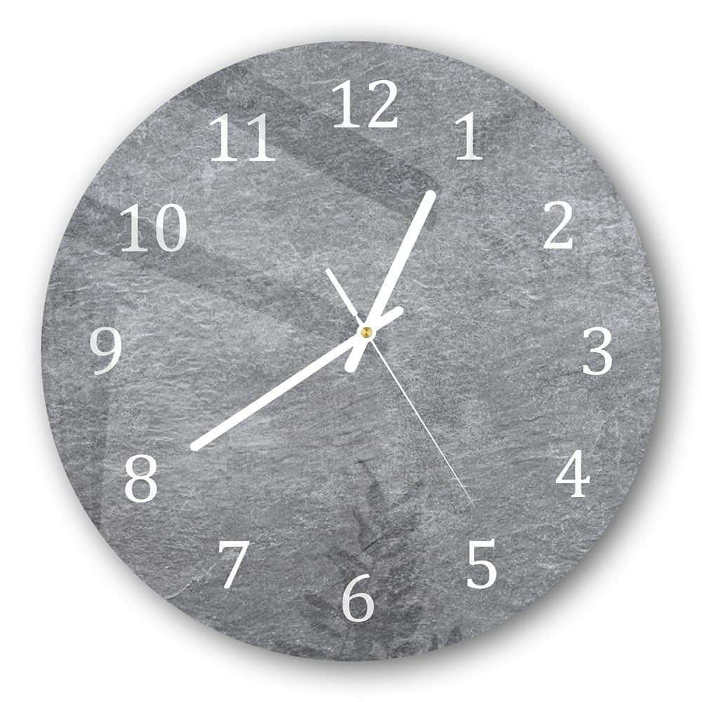 Wanduhr Rund - Natürlicher grauer Granit