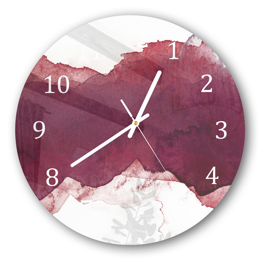 Wanduhr Rund - Roter Aquarellstreifen