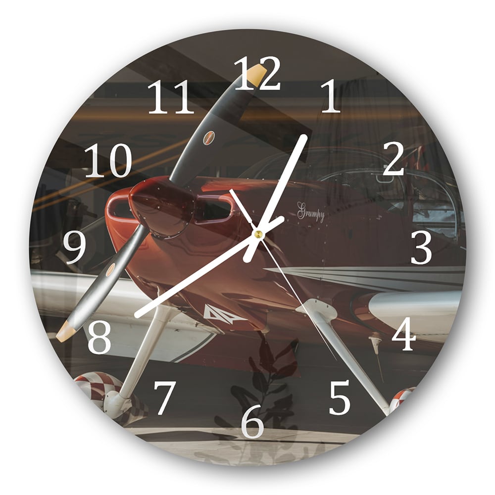 Wanduhr Rund - Sportflugzeug