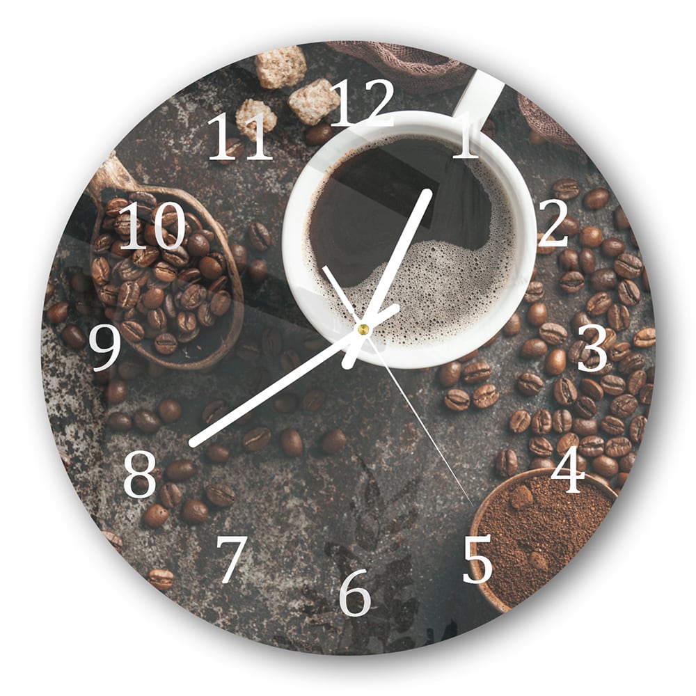 Wanduhr Rund - Kaffee und Bohnen