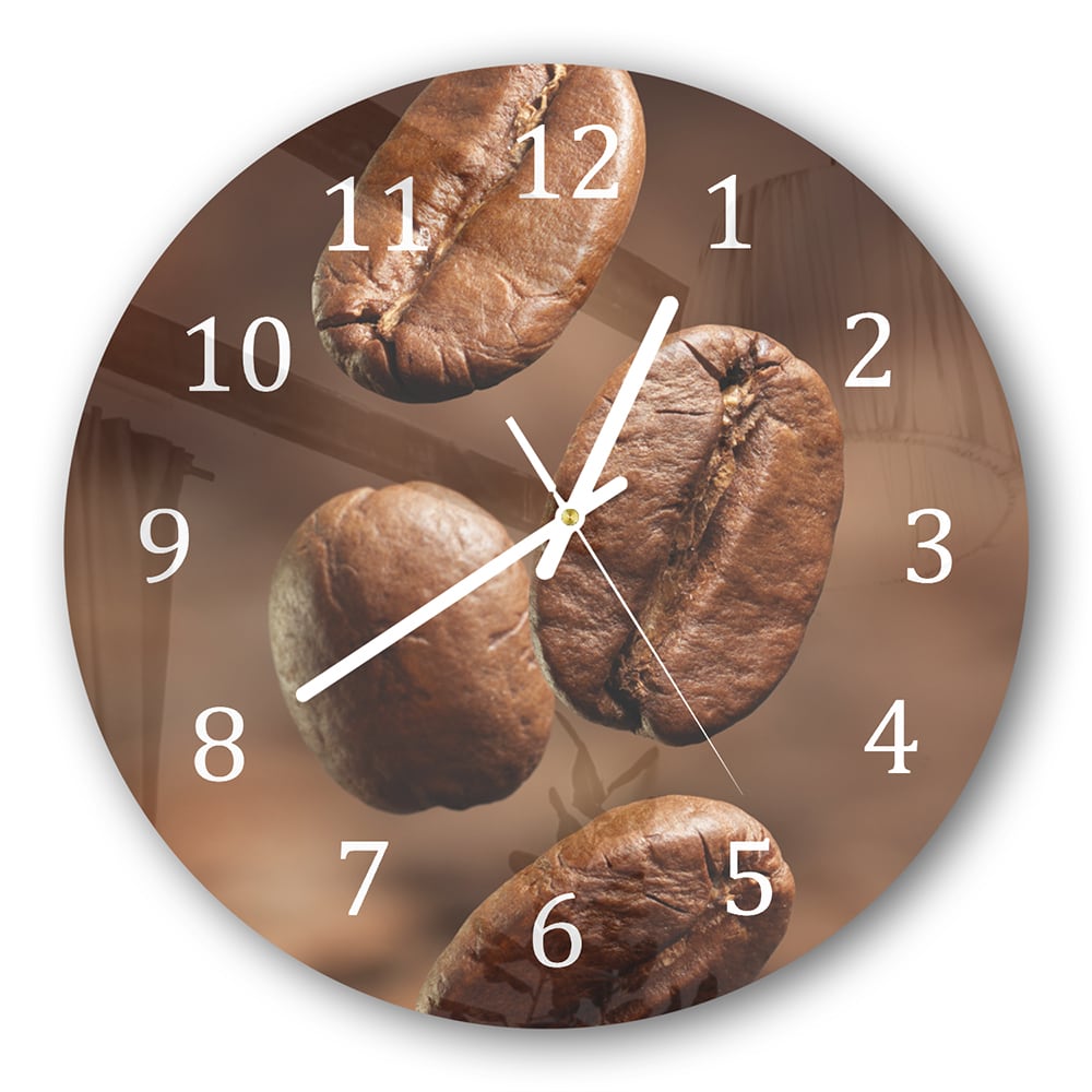 Wanduhr Rund - Kaffeebohnen Nahaufnahme