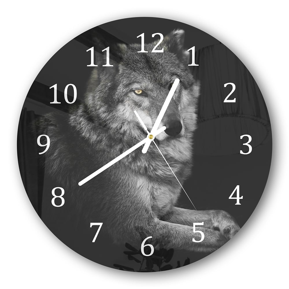 Wanduhr Rund - Weiblicher Wolf