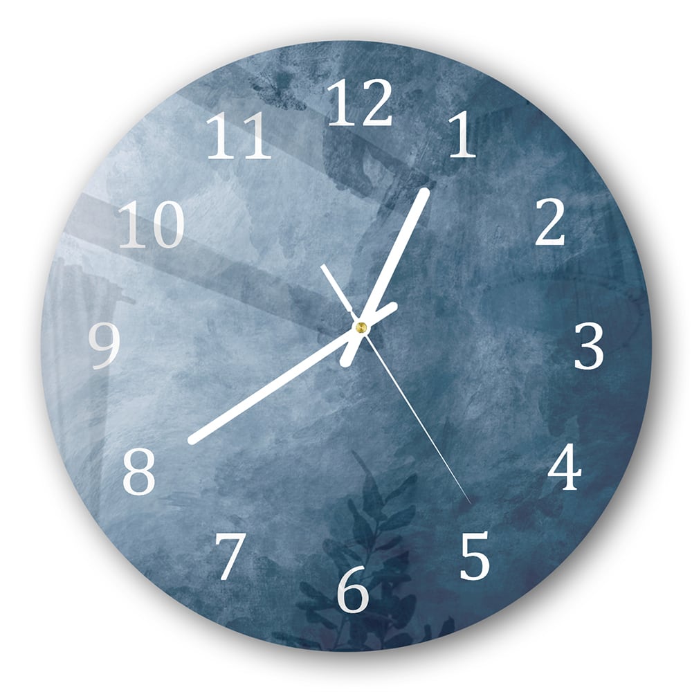 Wanduhr Rund - Blaue Aquarell-Textur