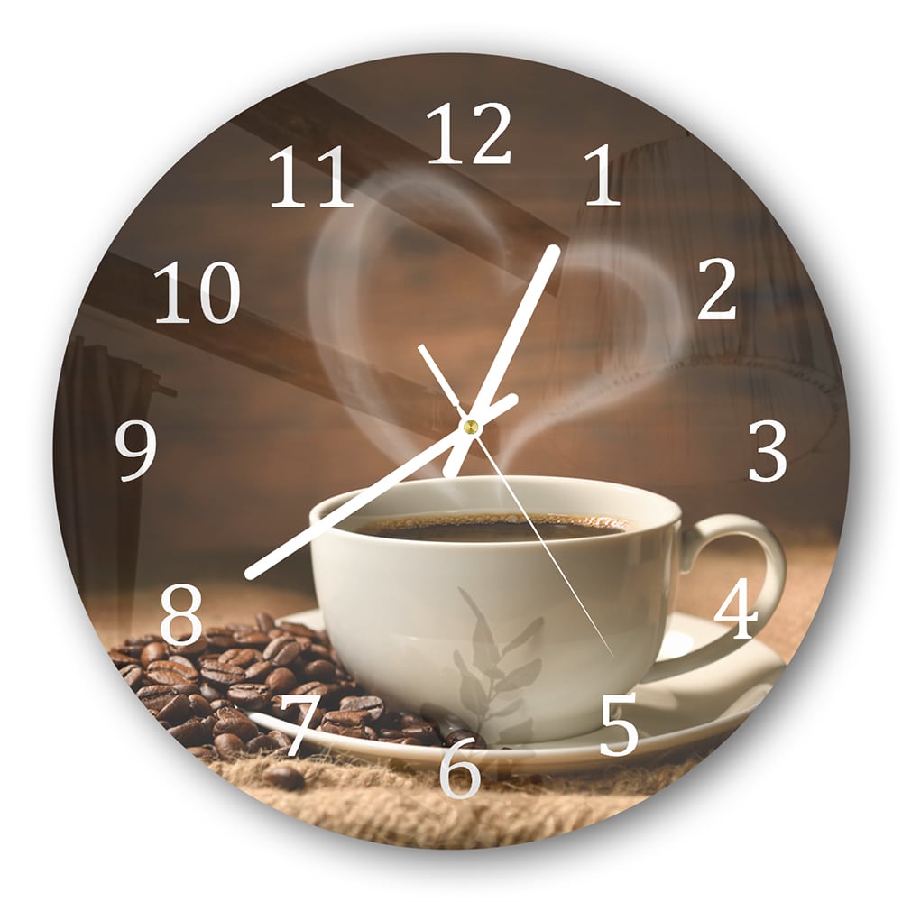 Wanduhr Rund - Kaffee mit Herz