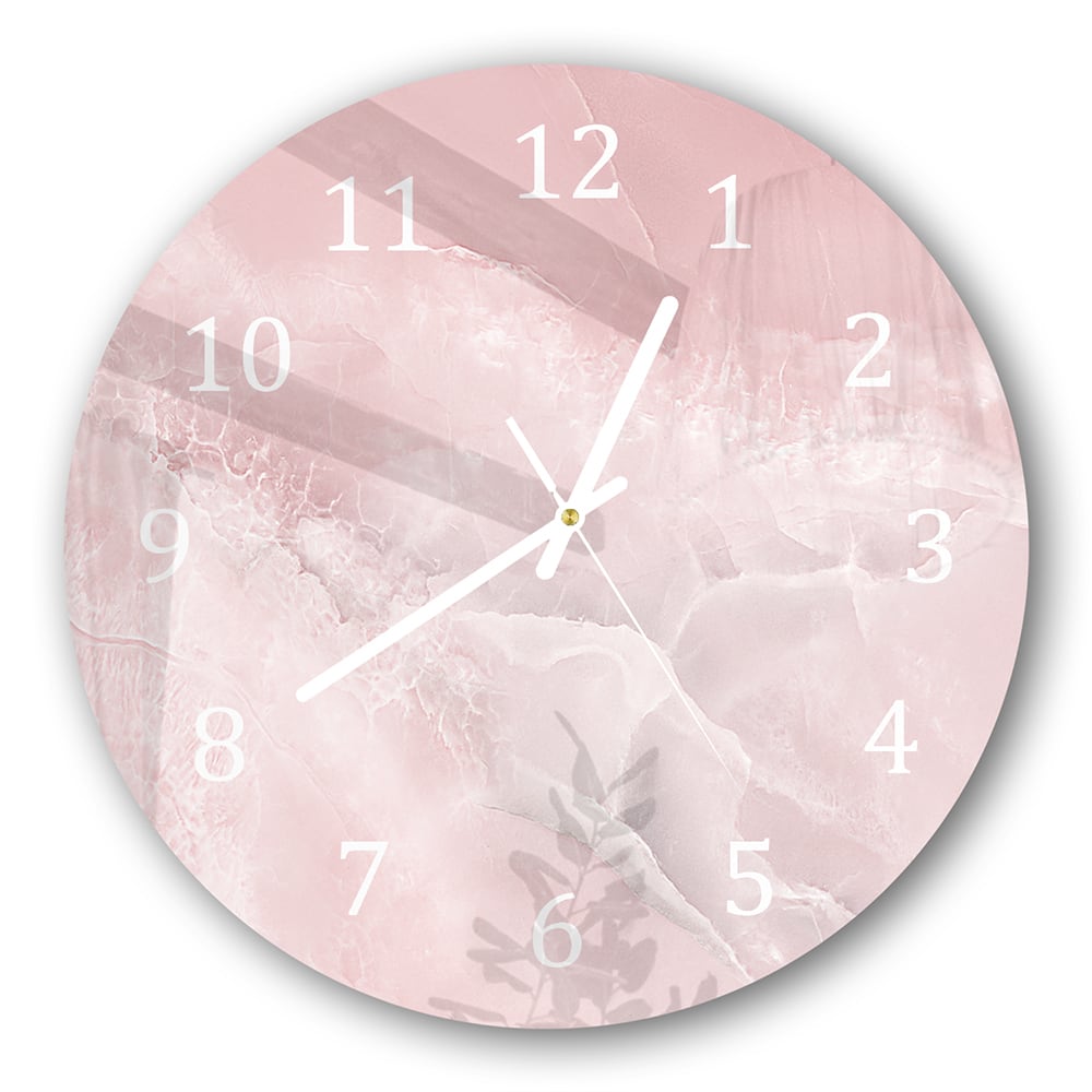 Wanduhr Rund - Hellrosa Marmor
