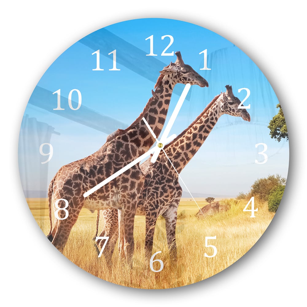 Wanduhr Rund - Giraffen