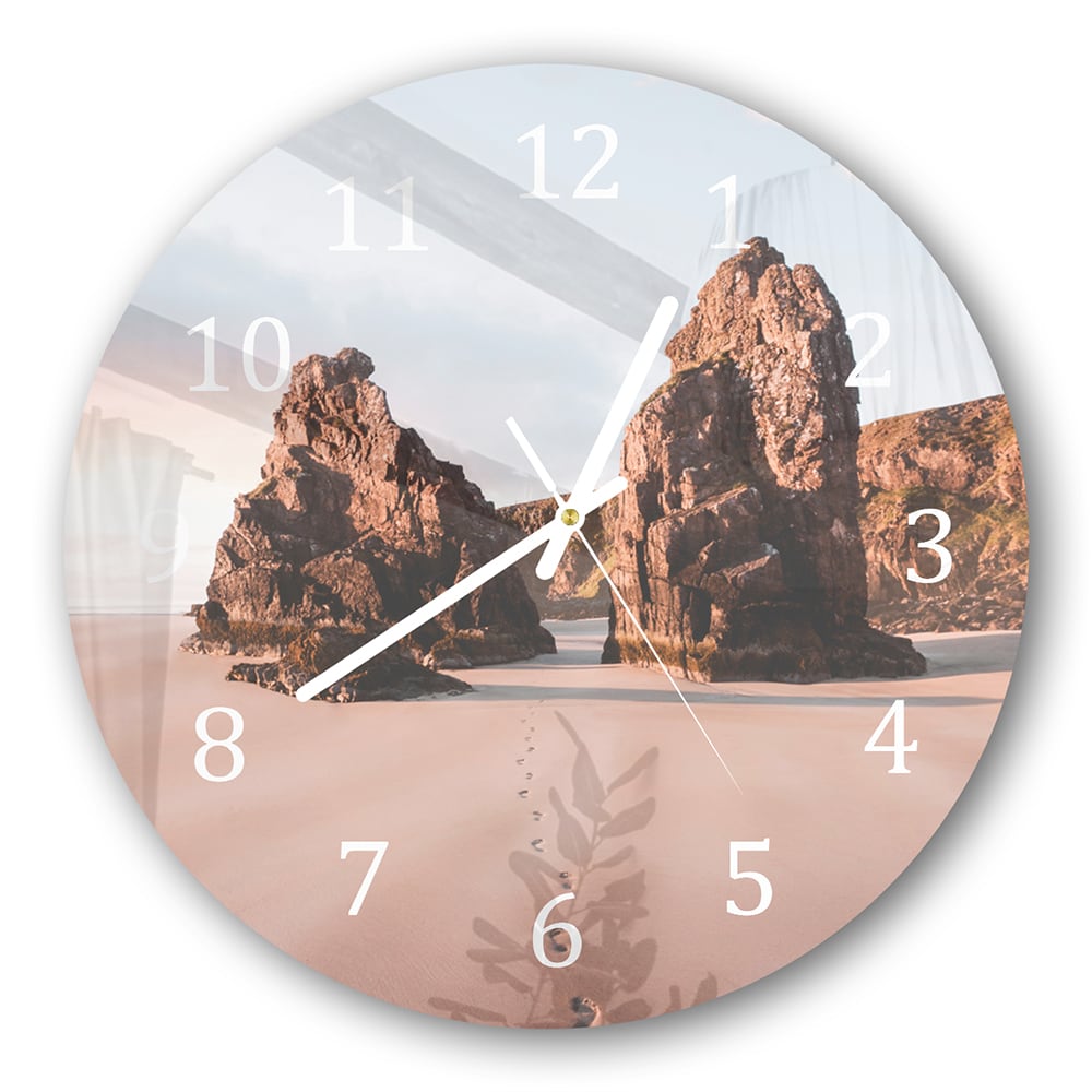 Wanduhr Rund - Felsen am Strand